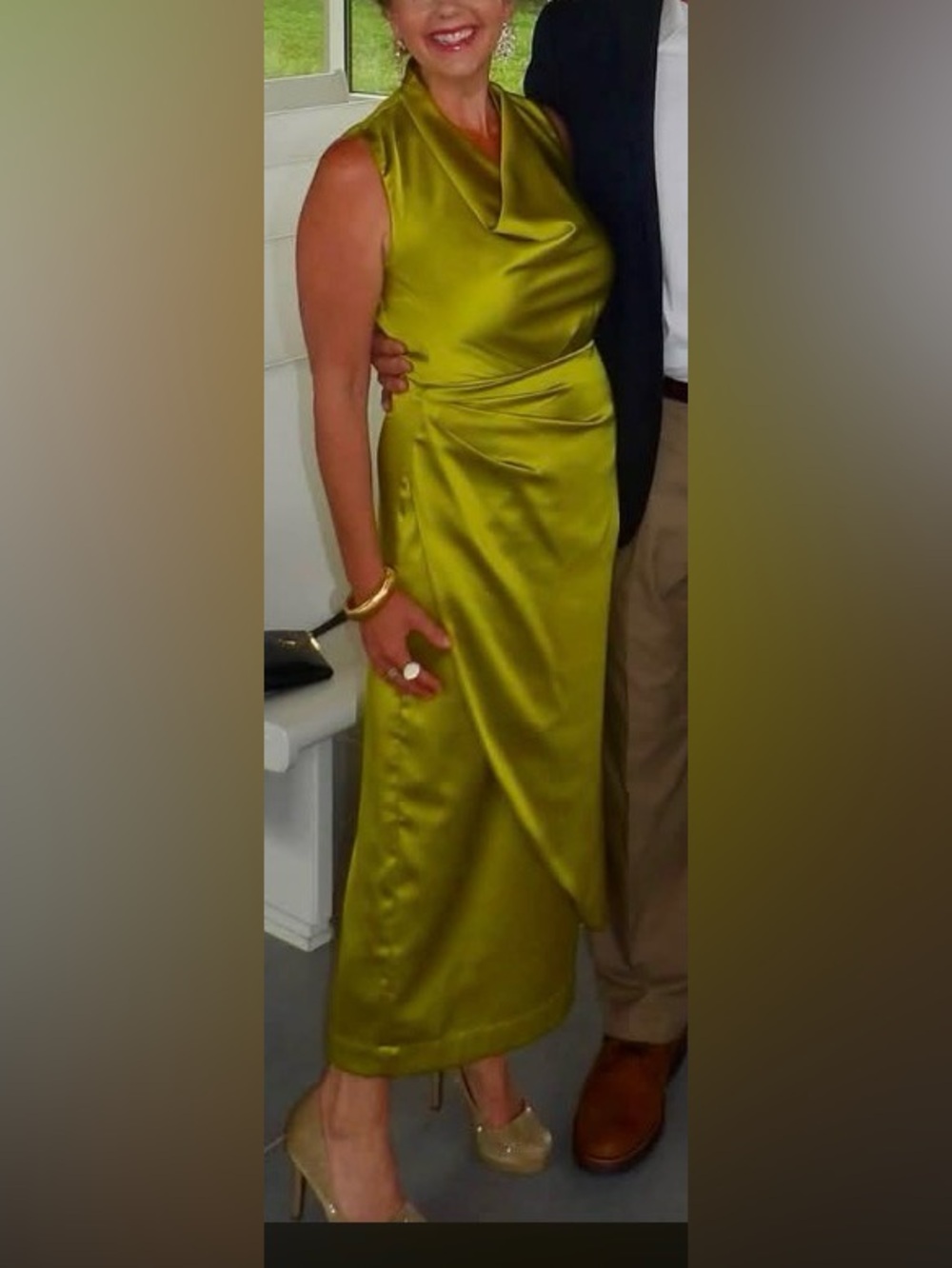 Chartreuse Satin Sinclair Dress - Picture 5 of 6